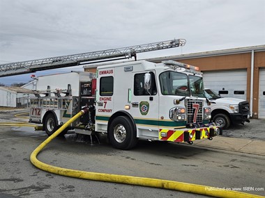 Engine 7 of the Emmaus Fire Department on the scene of a structure fire