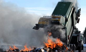 Garbage truck fire in Avon