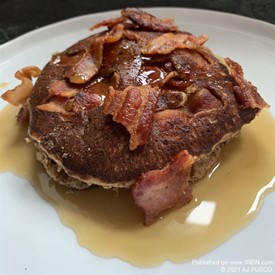 How do you make healthy pancakes taste good? Add bacon!
