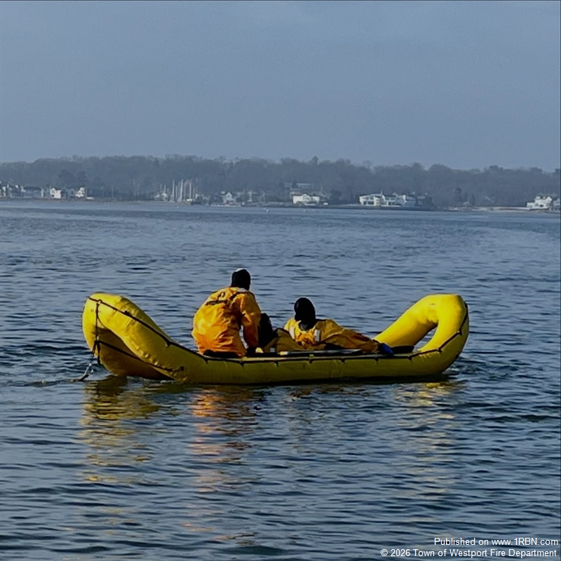Westport Firefighters Train Off Compo Beach on Cold-Water Rescue Operations