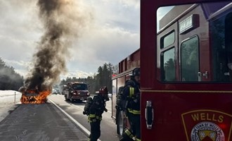 Wells Firefighters Quickly Extinguish Vehicle Fire on Maine Turnpike