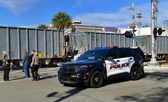 Freight Train hits pedestrian on the tracks