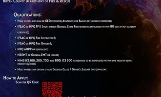 Bryan County Fire & Rescue Announces Fire Lieutenant Opening