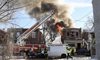 Camden Firefighters Battle Stubborn Gas Fed Fire