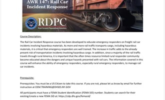 Deposit to Host Rail Car Hazmat Training in March