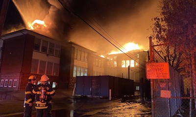 Richmond battles massive fire in century old school