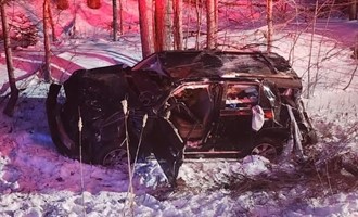 Liberty Crews Respond to Rollover Crash in Snowy Conditions
