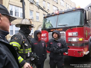 North Hudson 2nd Battalion Chief Mike Giacumbo, city Fire Official K. Verdugo & Inspector M. Chemas