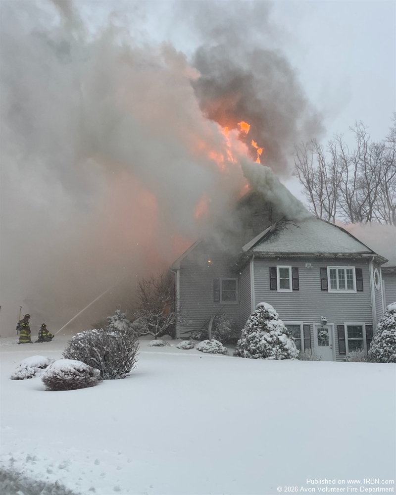 Fire Search Blizzard Hampers Firefighting Efforts at Avon Garage Fire