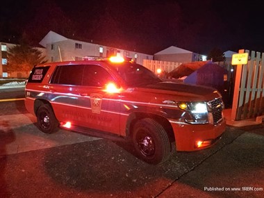 Chief 35 of the Whitehall F. D. on the scene of a 2nd alarm apartment fire