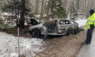 Driver Escapes Unharmed After Vehicle Fire in Stoddard Crash