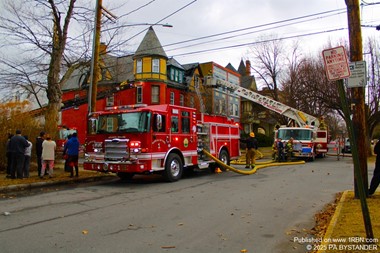 Wilkes Barre City Brand New Engine 1 on scene of a working fire