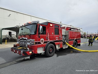 Engine 57 of the Upper Macungie F. D. on the scene of a commercial structure fire