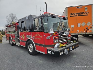 Engine 11 of the Greenawalds F. D. on the scene of a commerical structure fire