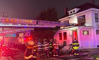 Ladder 4 Supports Hicksville at House and Building Fires