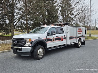 Utility 25 of the Upper Macungie F. D. on the scene of a commerical structure fire