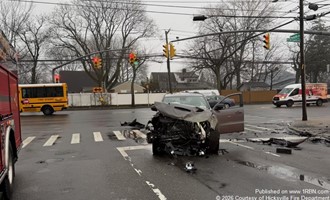 Hicksville Firefighters Respond to Crash at Old Country Road
