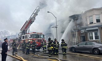 All Hands Fire Destroys Rowhome and Threatened  Exposures