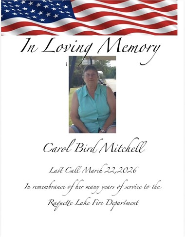 Raquette Lake Fire Department Mourns Carol Bird Mitchell