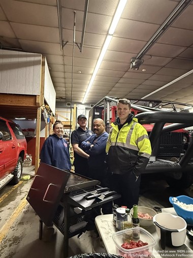 Long Day on Duty: Lake Mishnock Firefighters Pause for Late-Night Meal After Busy Shift