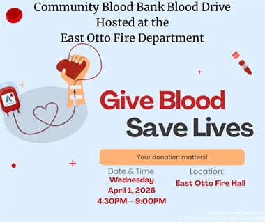 East Otto Fire Company to Host Community Blood Drive