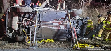 Rollover MVA on Cream St Results in Driver Extrication and Road Reopening