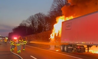 Tractor Trailer Fire on I-95 in Norwalk