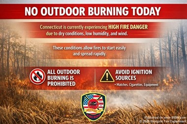 Westport Fire Department Issues High Fire Danger Warning, Bans Outdoor Burning