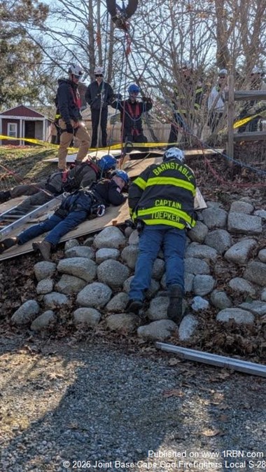 A-Shift and Rescue-11 Assist in Dramatic Sinkhole Rescue of Dog in Falmouth