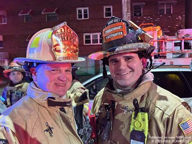 Jersey City First Battalion Chief Sean Verdi & son, Probationary FF Sean, Jr.