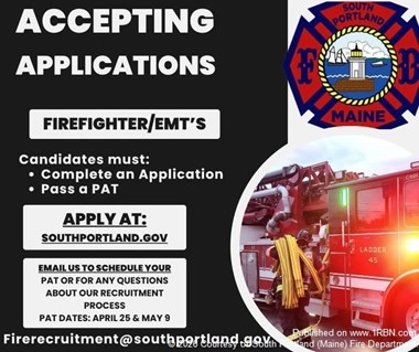 South Portland Fire Accepting Applications for Firefighter/EMT