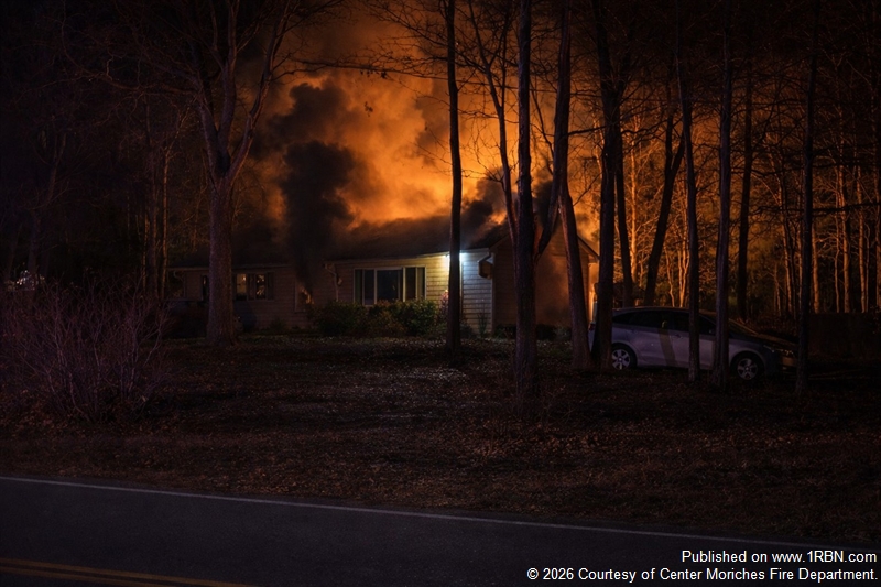 Fire Search Center Moriches Crews Knock Down Overnight House Fire