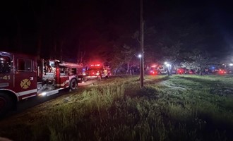 Mutual Aid Crews Support Overhaul at Working Structure Fire in Hamilton Township