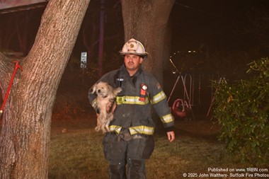 Mastic Assistant Chief Carries Dog to Safety