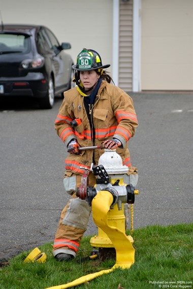 Cadet Kayleigh Hill takes the hydrant