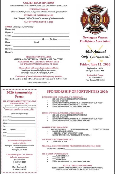 Newington Announces 36th Annual Golf Tournament