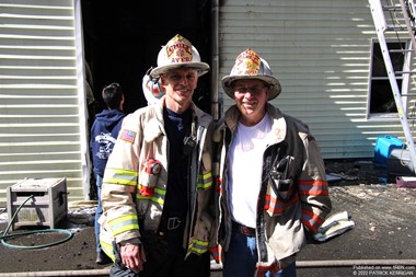 Ayer Fire Chief Johnston with Leominster Fire Chief Sideleau