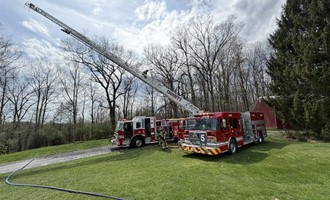 Aerial Master Stream Used to Control Fire