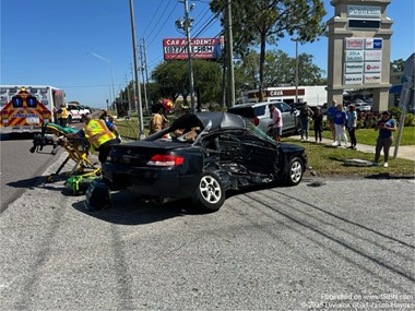 Trauma Alert patient treated and transported to trauma center with critical injuries.