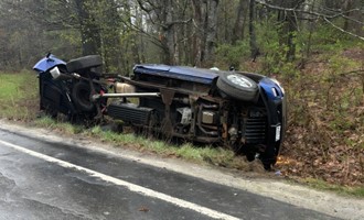 Rollover Crash Into Utility Pole Leaves Vehicle Mangled but Driver Unhurt