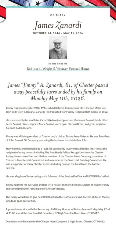 Chester Hose Company Mourns James Zanardi