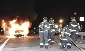 South Hempstead Firefighters Responded to Car Fire Near Peninsula Boulevard Ramp