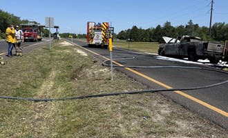 Mutual Aid Supports Fully Involved Vehicle Fire with Diesel Spill