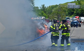 Trailer Truck Fire in Waltham
