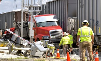 Stalled Semi on Railway Track in Melbourne Hit by Train