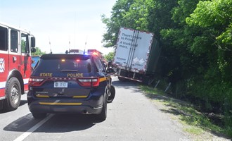 Tractor Trailer off roadway