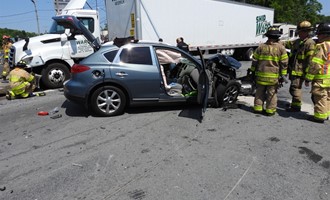Tractor-Trailer Vs. Car with Serious Injuries on Route 52 in Town of Newburgh