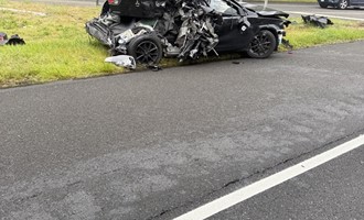 Tractor Trailer and Car Collide Leading to Fire