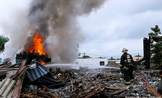 Saddle Brook battles excavator fire