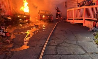 Early Morning Vehicle Fire Threatens Two Homes in Ledyard